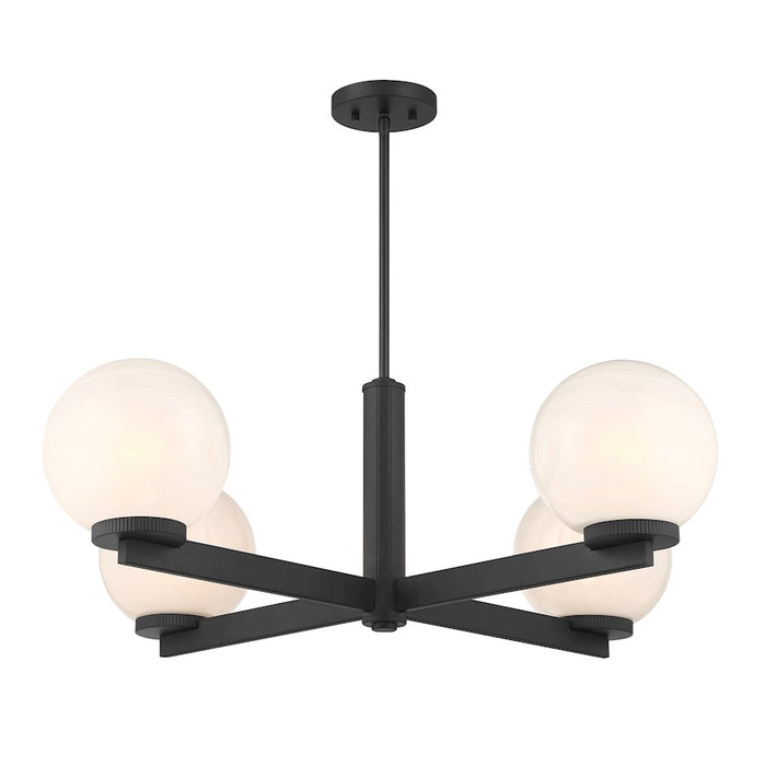 Savoy House Meridian 4Lt 38" Chandelier, Black/White Strie