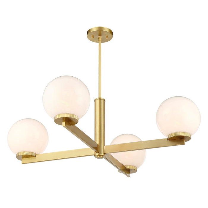 Savoy House Meridian 4Lt 38" Chandelier, Natural Brass/White Strie