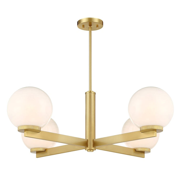 Savoy House Meridian 4Lt 38" Chandelier, Natural Brass/White Strie