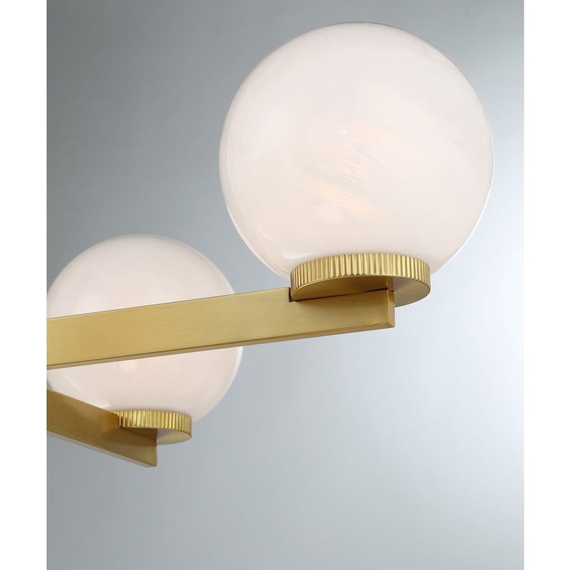 Savoy House Meridian 4Lt 38" Chandelier, Natural Brass/White Strie