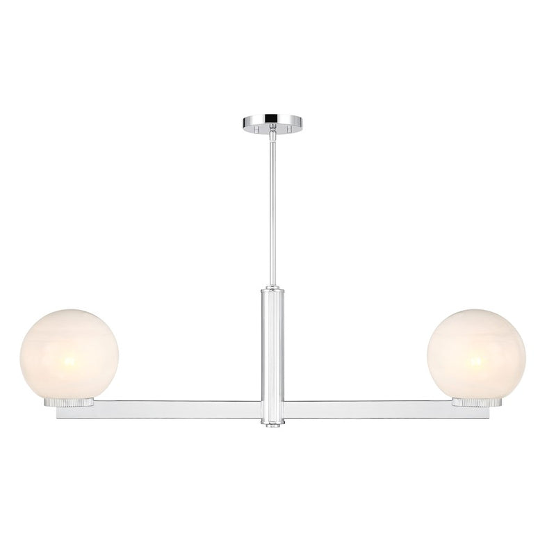 Savoy House Meridian 2Lt Linear Chandelier, Chrome/White Strie