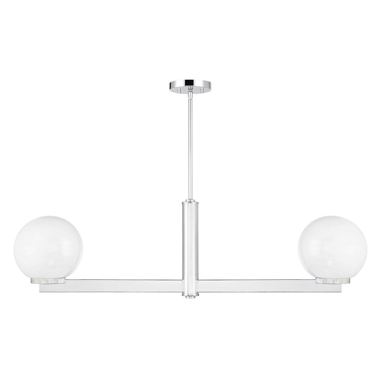 Savoy House Meridian 2Lt Linear Chandelier, Chrome/White Strie
