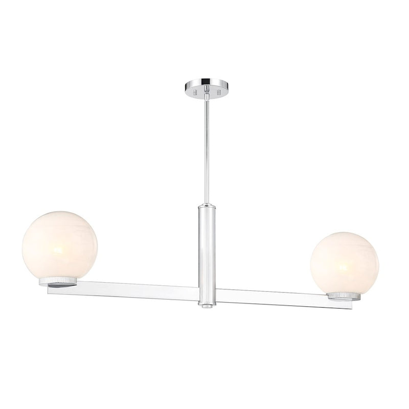 Savoy House Meridian 2Lt Linear Chandelier, Chrome/White Strie