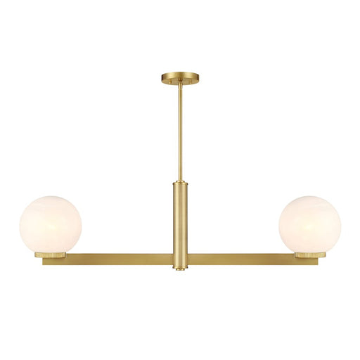 Savoy House Meridian 2Lt Linear Chandelier, Brass/White Strie - M100124NB