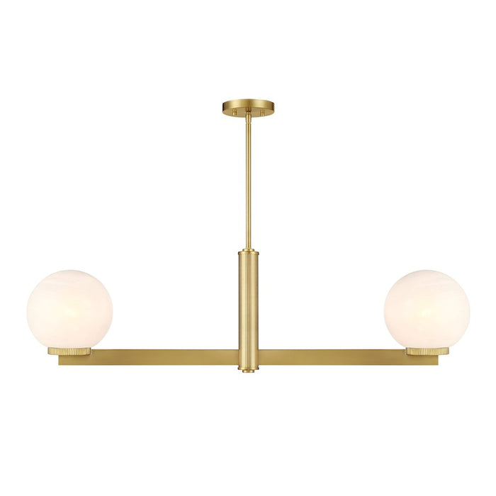 Savoy House Meridian 2Lt Linear Chandelier, Brass/White Strie - M100124NB