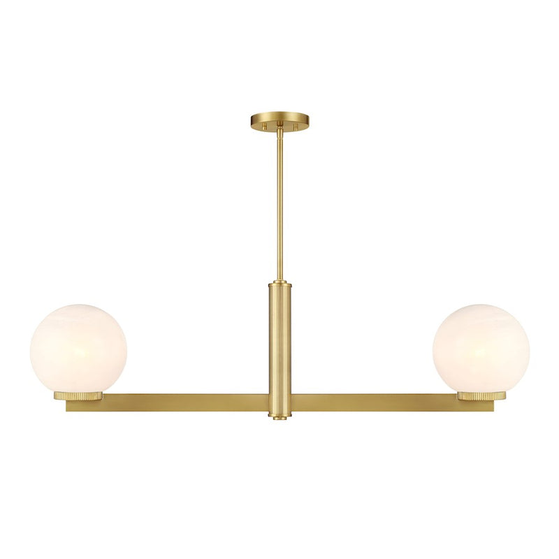 Savoy House Meridian 2Lt Linear Chandelier, Brass/White Strie