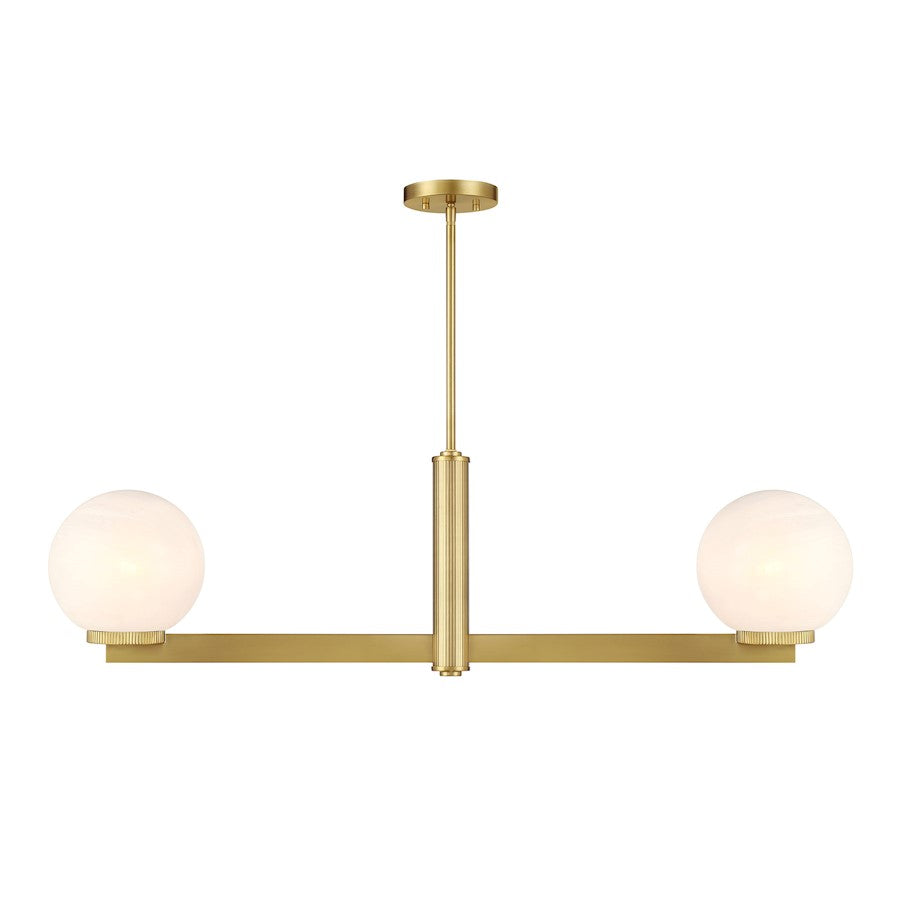 Savoy House Meridian 2Lt Linear Chandelier, Brass/White Strie - M100124NB