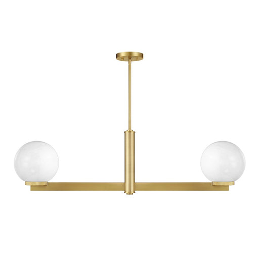 Savoy House Meridian 2Lt Linear Chandelier, Brass/White Strie