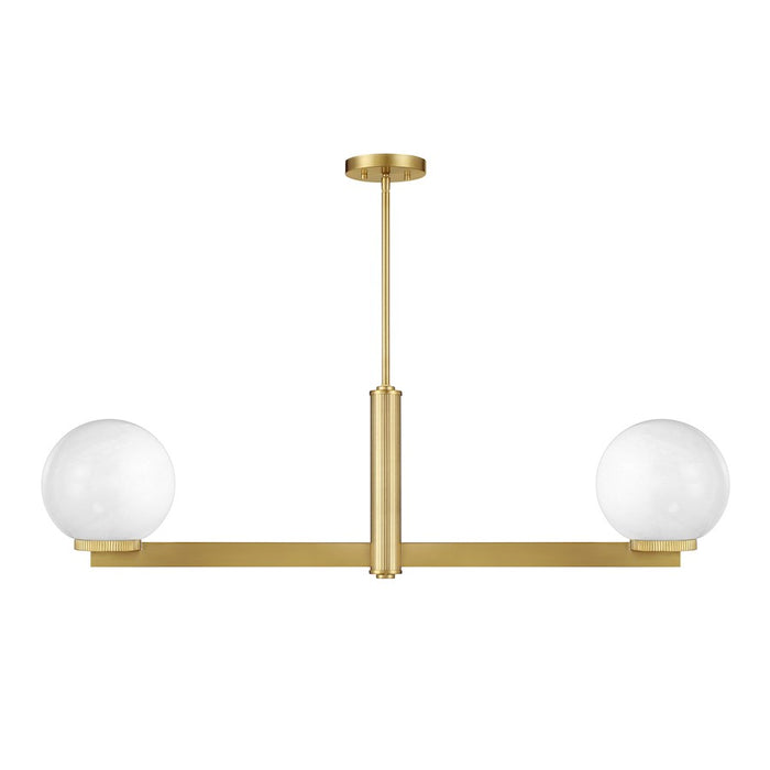 Savoy House Meridian 2Lt Linear Chandelier, Brass/White Strie