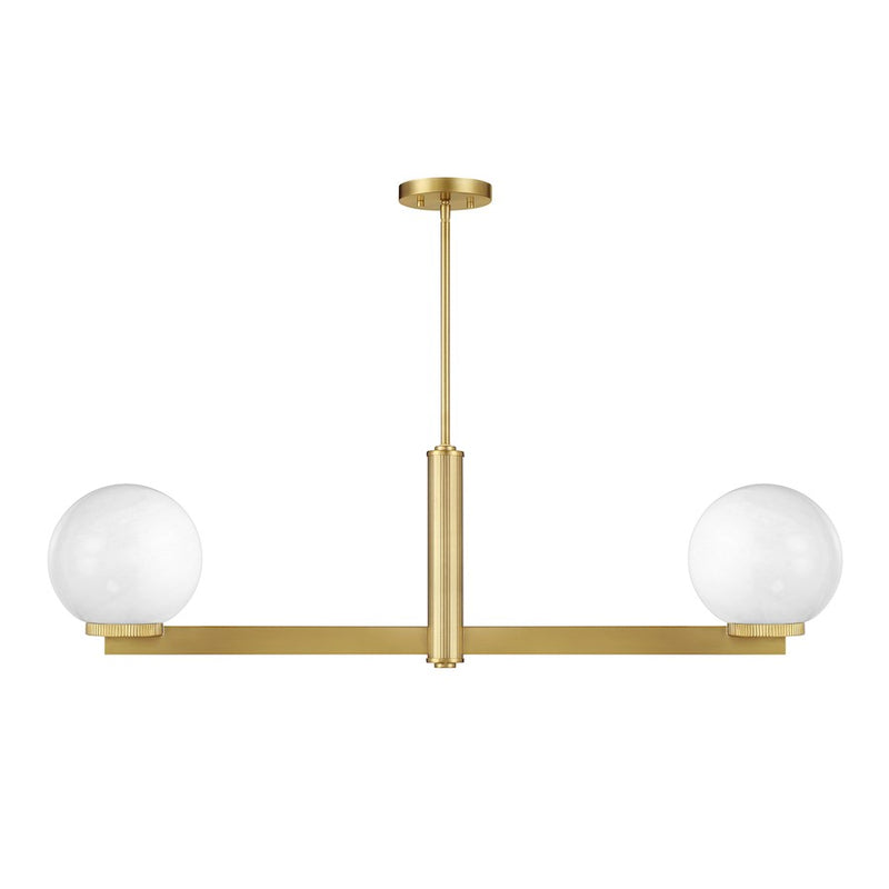 Savoy House Meridian 2Lt Linear Chandelier, Brass/White Strie