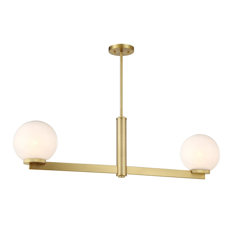 Savoy House Meridian 2Lt Linear Chandelier, Brass/White Strie