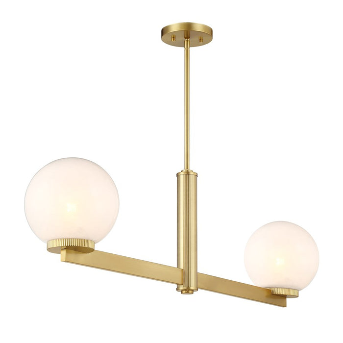 Savoy House Meridian 2Lt Linear Chandelier, Brass/White Strie