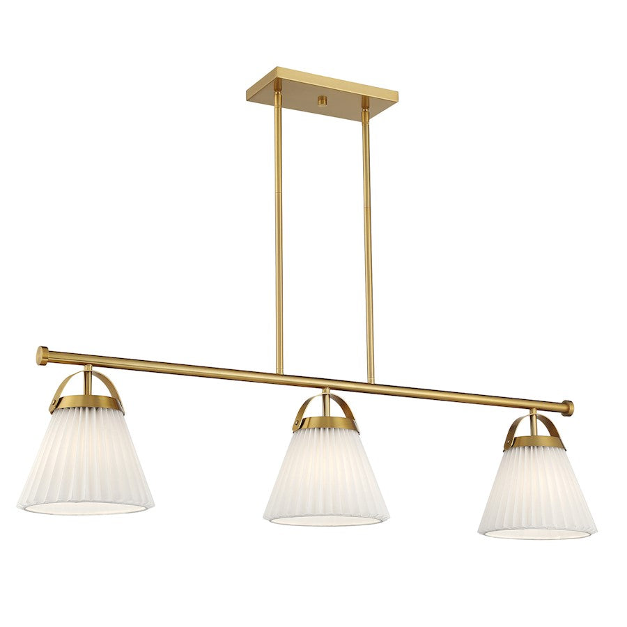 Savoy House Meridian 3Lt 8" Linear Chandelier, Natural Brass - M100125NB