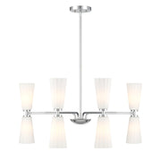Savoy House Meridian 8Lt Chandelier, Chrome/White Fluted - M100126CH