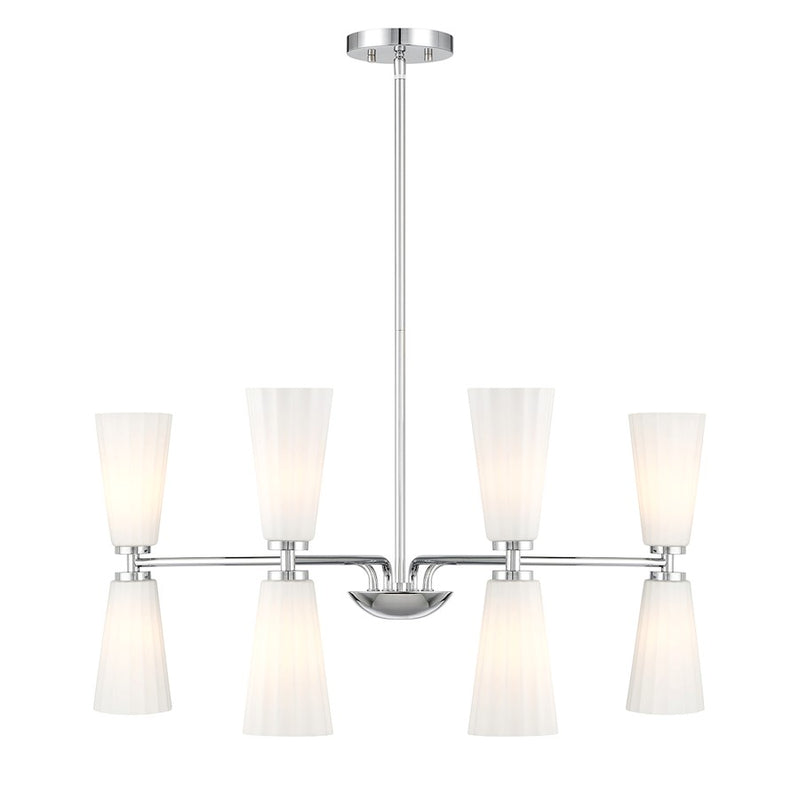 Savoy House Meridian 8Lt Chandelier, Chrome/White Fluted