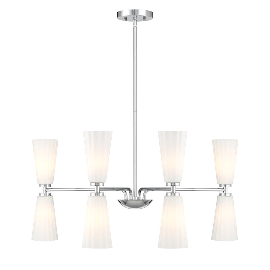 Savoy House Meridian 8Lt Chandelier, Chrome/White Fluted - M100126CH