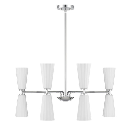 Savoy House Meridian 8Lt Chandelier, Chrome/White Fluted