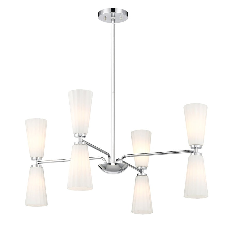 Savoy House Meridian 8Lt Chandelier, Chrome/White Fluted