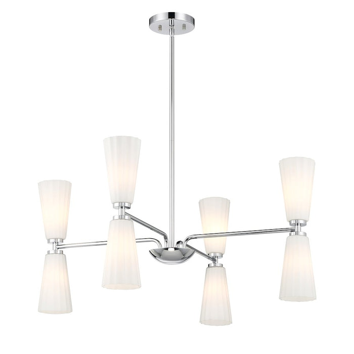 Savoy House Meridian 8Lt Chandelier, Chrome/White Fluted