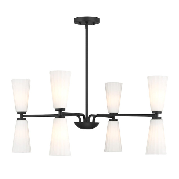 Savoy House Meridian 8Lt Chandelier, Black/White Fluted - M100126MBK