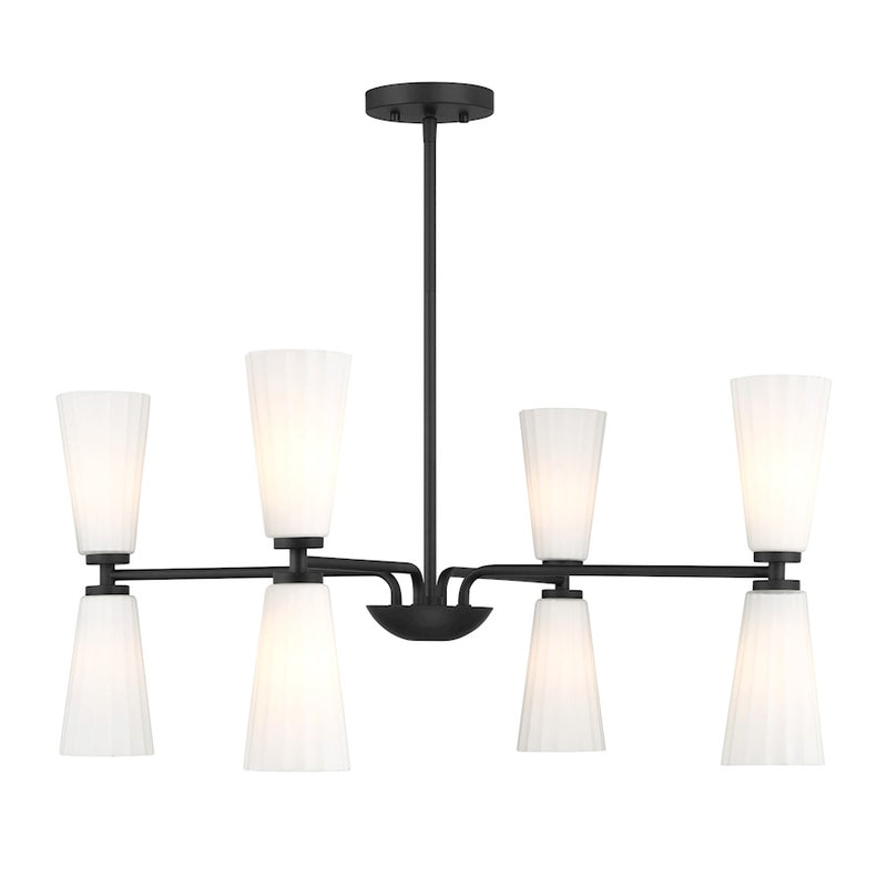 Savoy House Meridian 8Lt Chandelier, Black/White Fluted