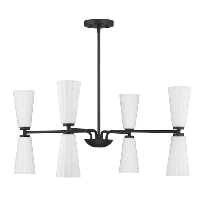 Savoy House Meridian 8Lt Chandelier, Black/White Fluted