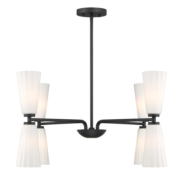 Savoy House Meridian 8Lt Chandelier, Black/White Fluted