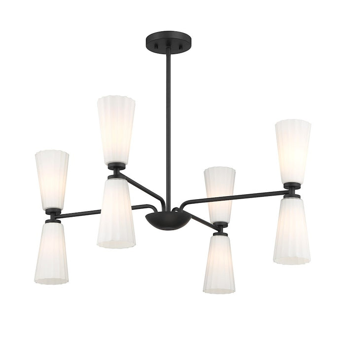 Savoy House Meridian 8Lt Chandelier, Black/White Fluted