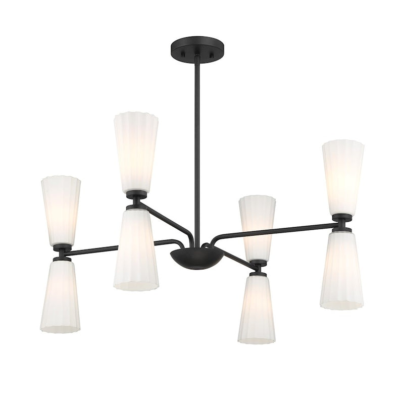 Savoy House Meridian 8Lt Chandelier, Black/White Fluted