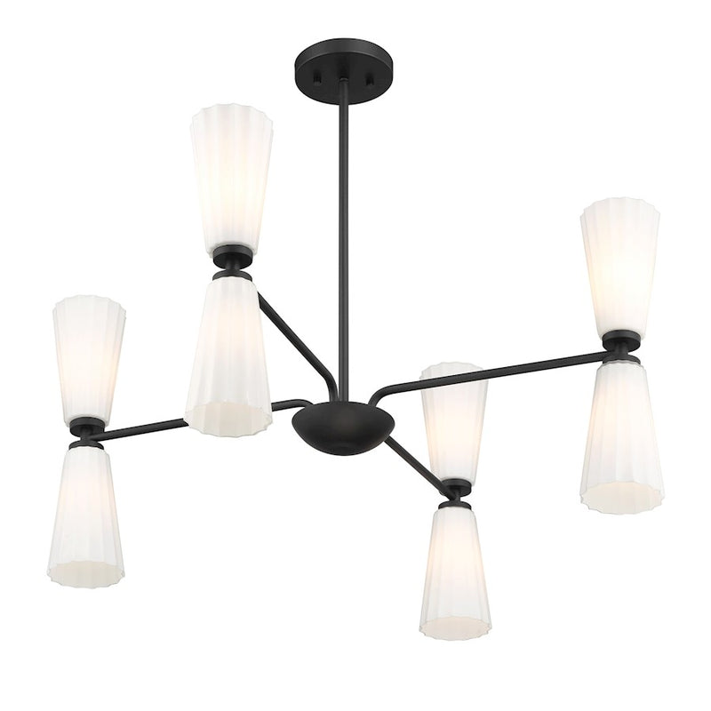 Savoy House Meridian 8Lt Chandelier, Black/White Fluted
