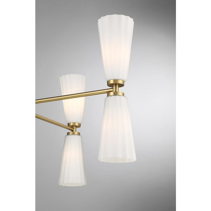 Savoy House Meridian 8Lt Chandelier, Natural Brass/White Fluted