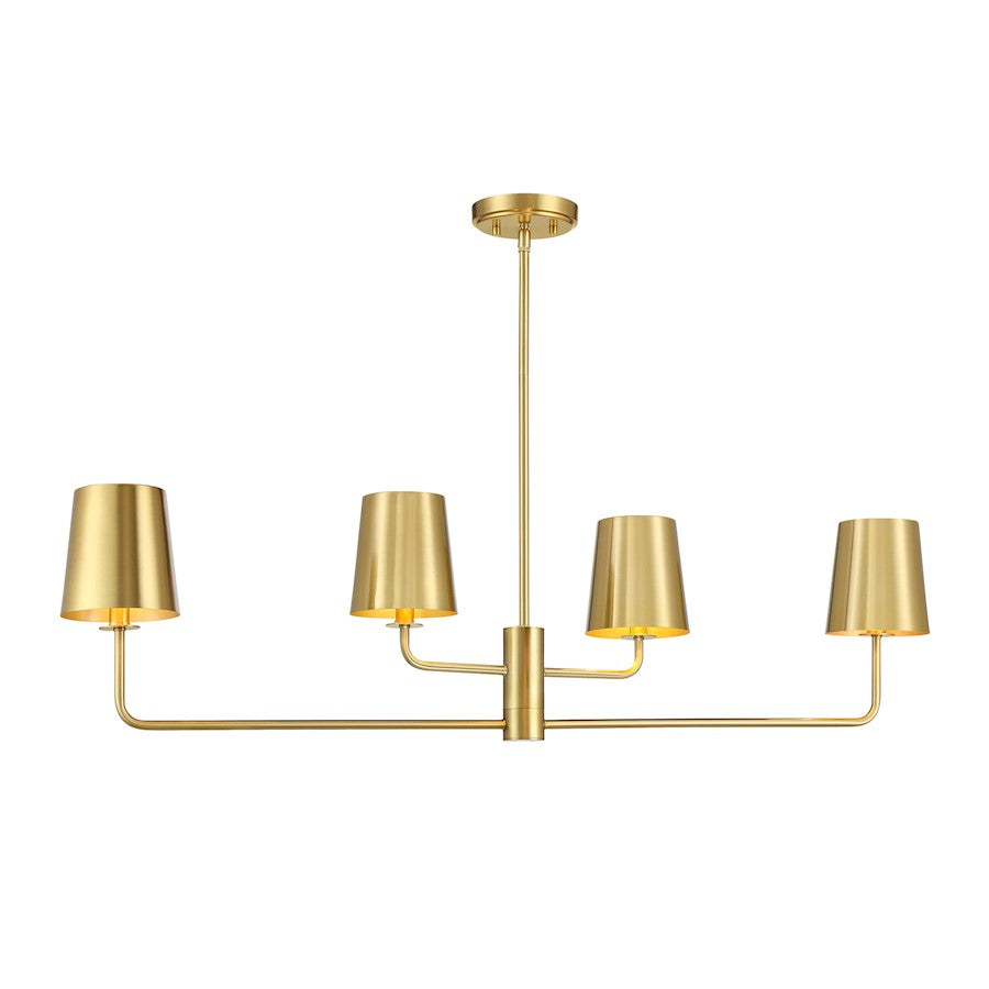 Savoy House Meridian 4Lt Linear Chandelier, Natural Brass - M100127NB