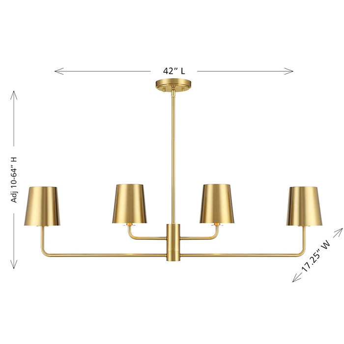 Savoy House Meridian 4Lt Linear Chandelier, Natural Brass