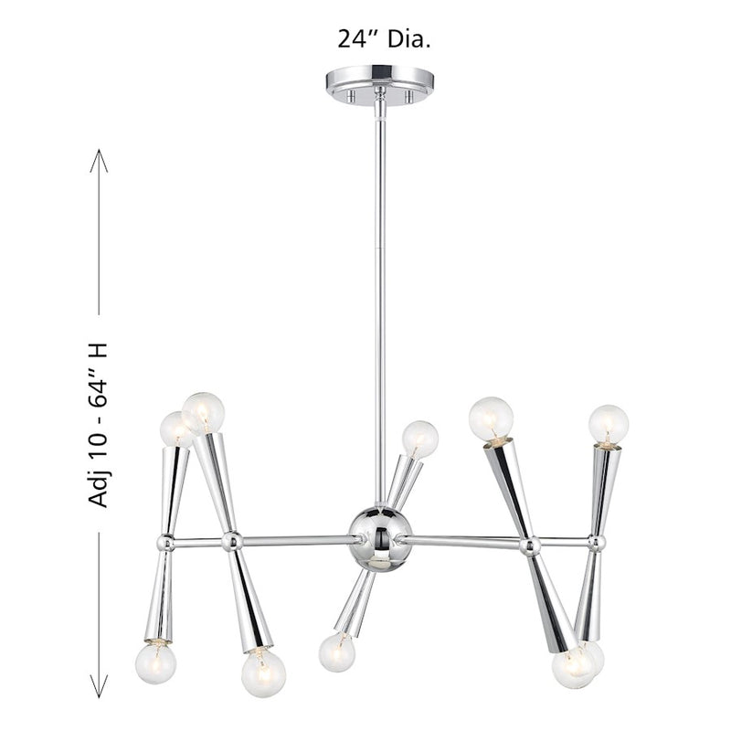 Savoy House Meridian 10Lt Chandelier, Chrome