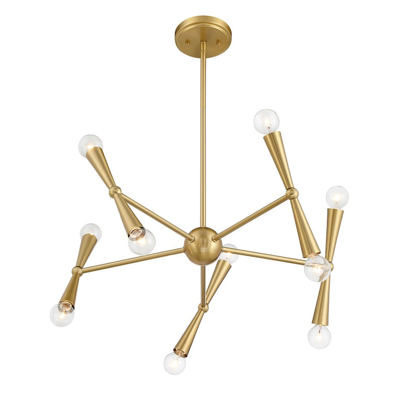 Savoy House Meridian 10Lt Chandelier, Natural Brass