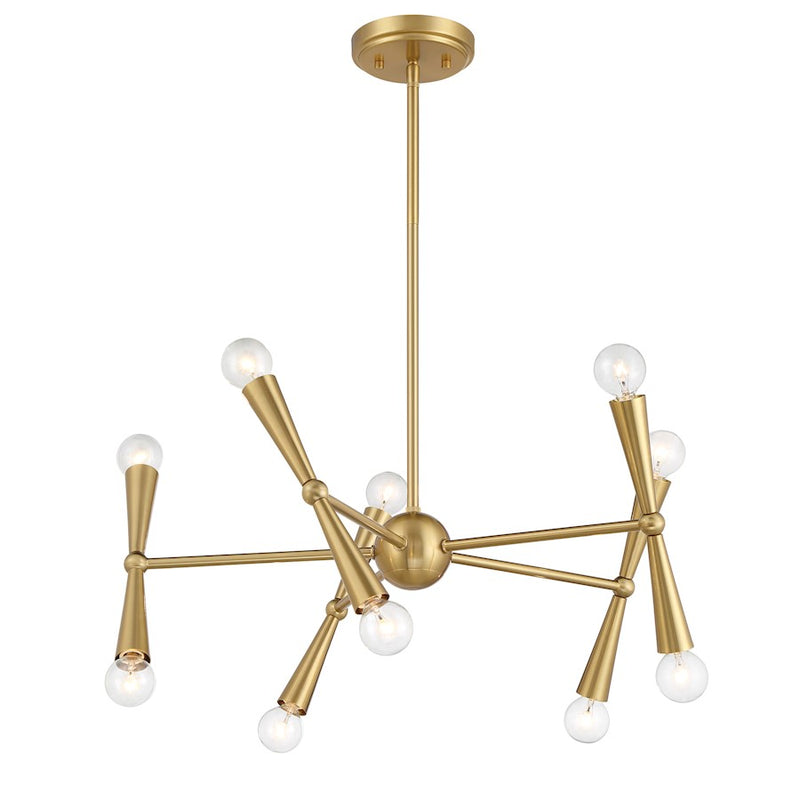 Savoy House Meridian 10Lt Chandelier, Natural Brass