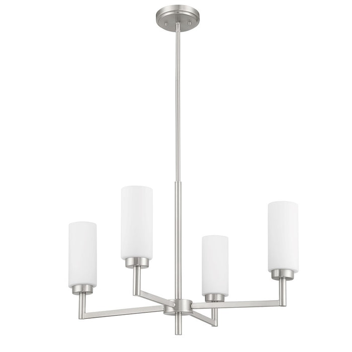 Savoy House Meridian 4Lt Chandelier, Brushed Nickel/White Opal