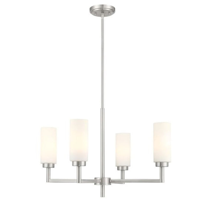 Savoy House Meridian 4Lt Chandelier, Brushed Nickel/White Opal