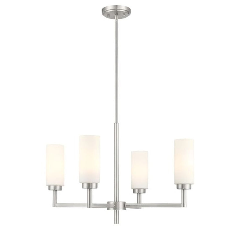 Savoy House Meridian 4Lt Chandelier, Brushed Nickel/White Opal