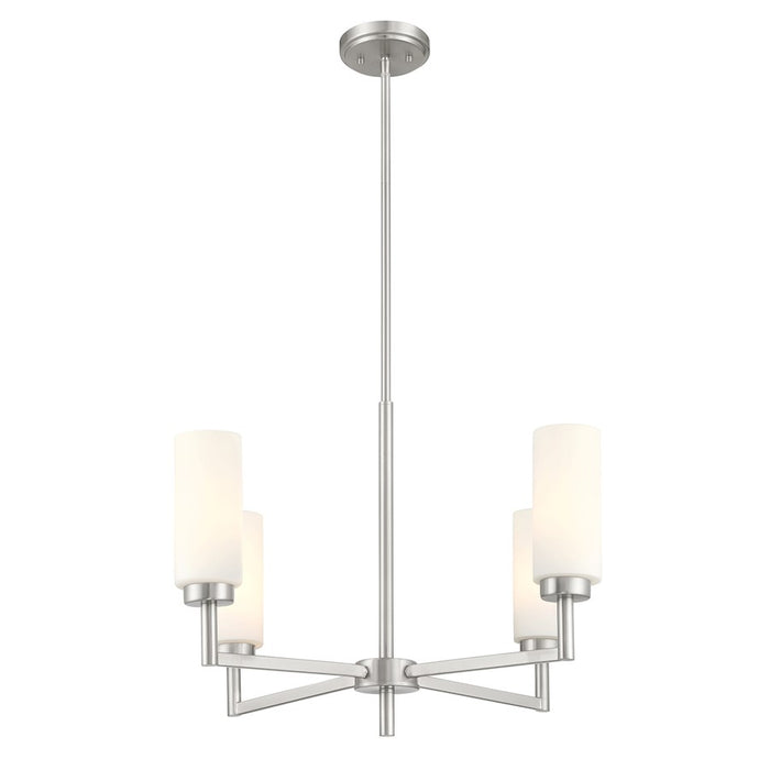 Savoy House Meridian 4Lt Chandelier, Brushed Nickel/White Opal