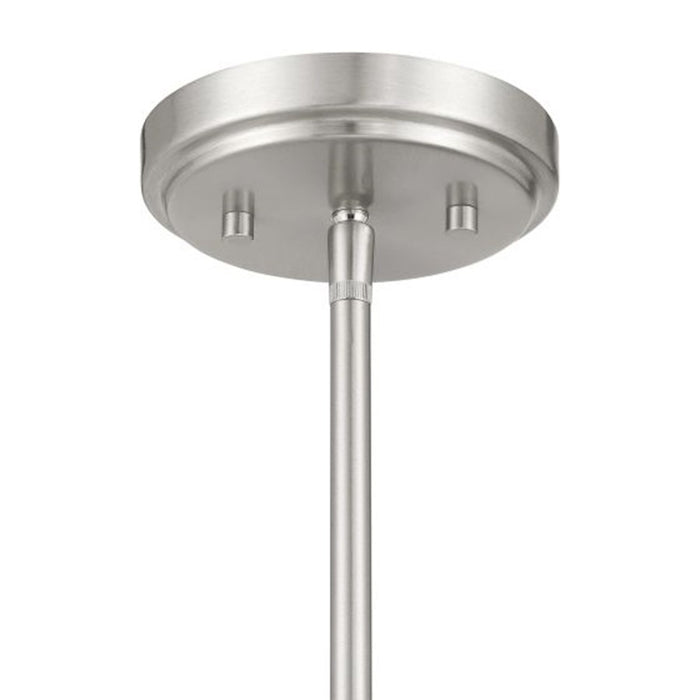 Savoy House Meridian 4Lt Chandelier, Brushed Nickel/White Opal