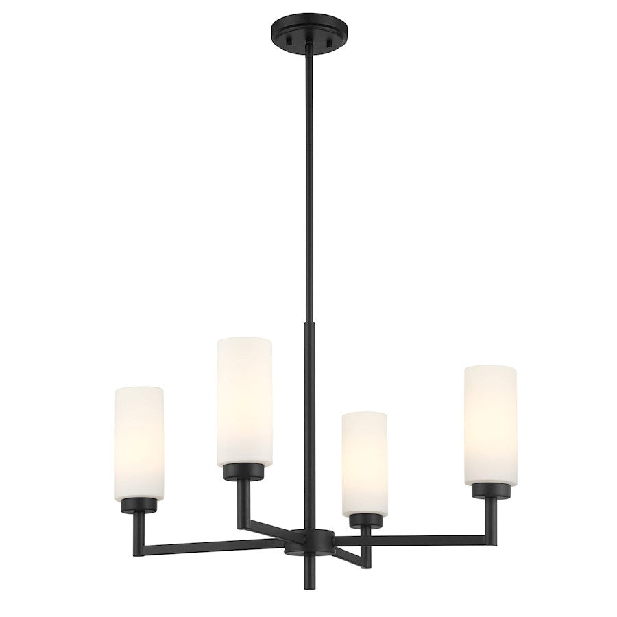 Savoy House Meridian 4Lt 26" Chandelier, Black/White Opal - M100129MBK