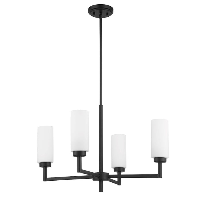 Savoy House Meridian 4Lt 26" Chandelier, Black/White Opal