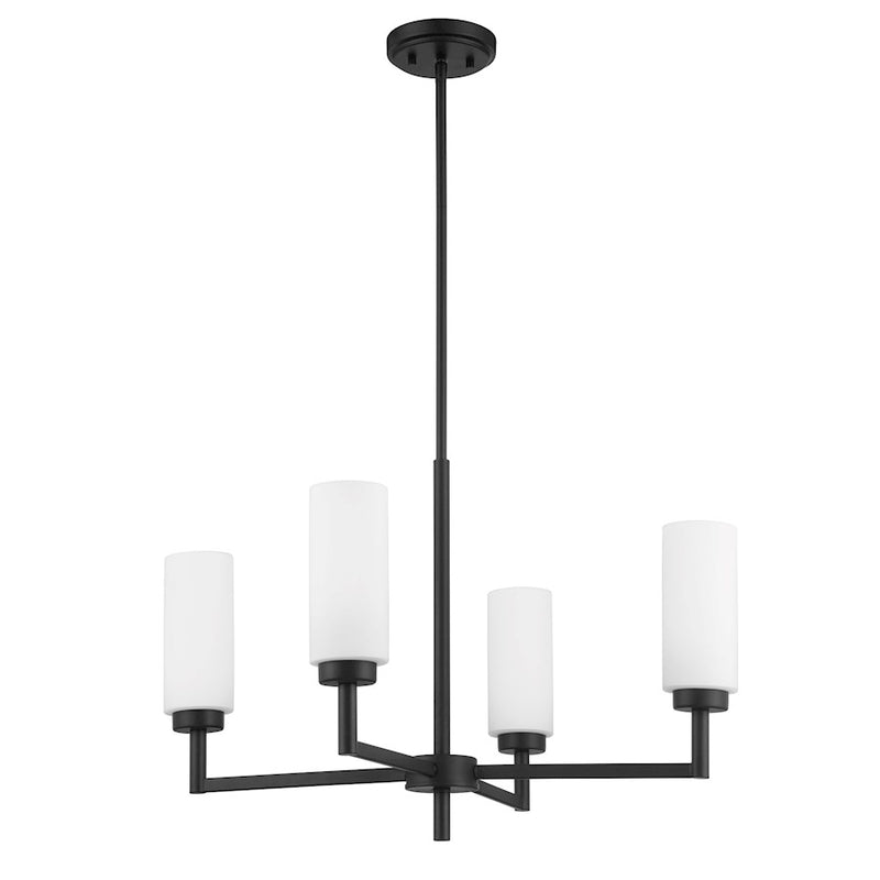 Savoy House Meridian 4Lt 26" Chandelier, Black/White Opal