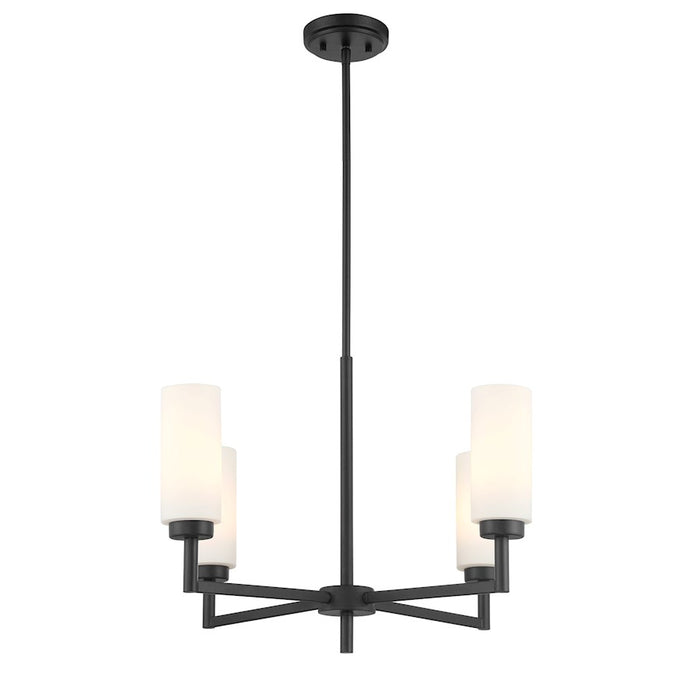 Savoy House Meridian 4Lt 26" Chandelier, Black/White Opal