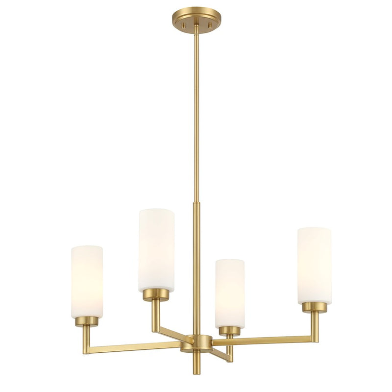 Savoy House Meridian 4Lt 26" Chandelier, Natural Brass/White Opal