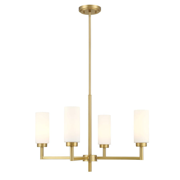 Savoy House Meridian 4Lt 26" Chandelier, Natural Brass/White Opal