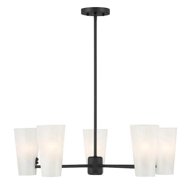 Savoy House Meridian 4Lt 30" Chandelier, Black/White Strie