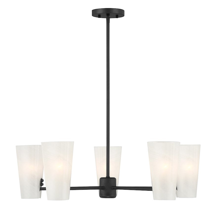 Savoy House Meridian 4Lt 30" Chandelier, Black/White Strie - M100130MBK