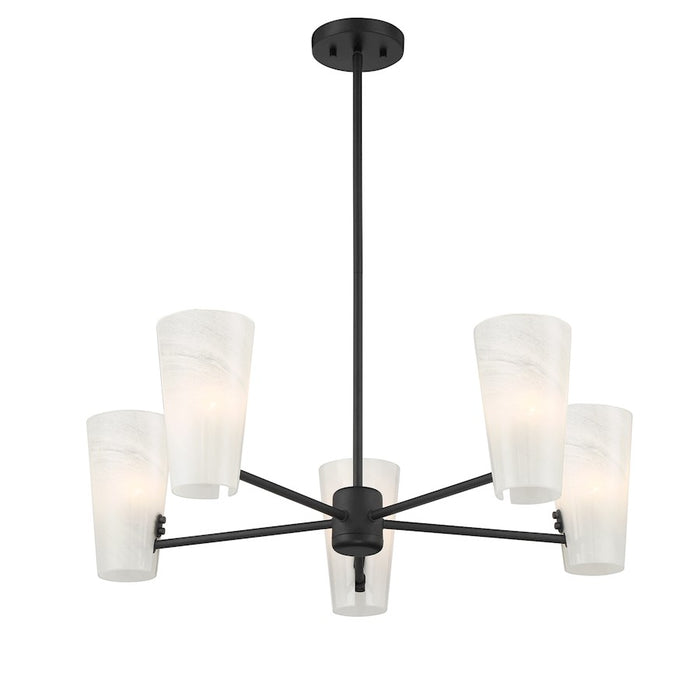 Savoy House Meridian 4Lt 30" Chandelier, Black/White Strie